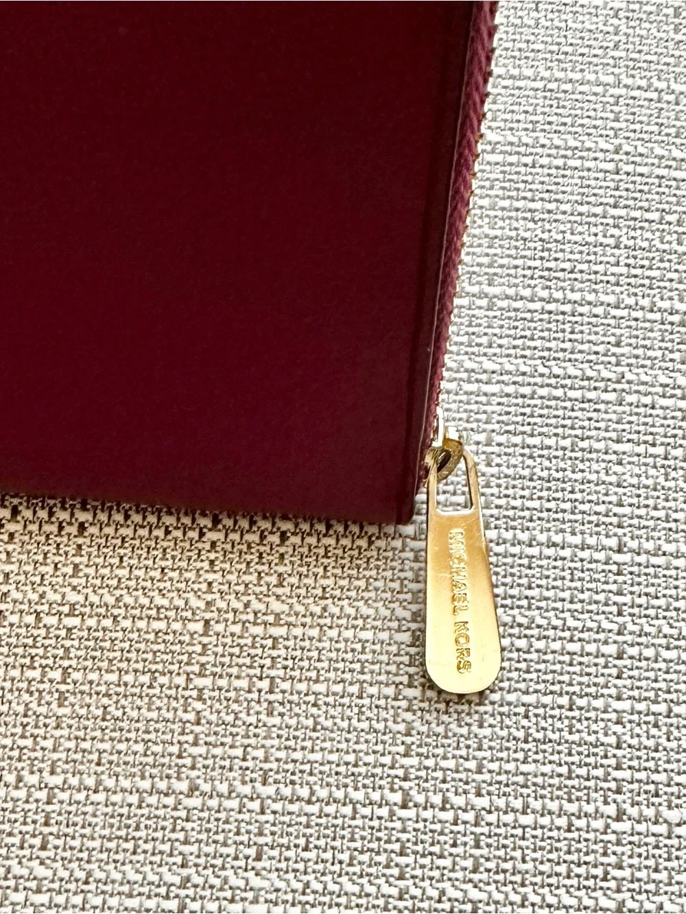 Michael Kors Magenta Pink Zip-Around Leather Wallet with Gold Logo